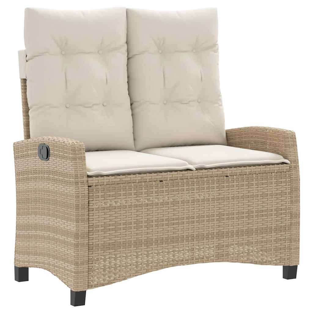 spisebordssæt til haven 2 dele med hynder polyrattan beige