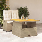 spisebordssæt til haven 2 dele med hynder polyrattan beige
