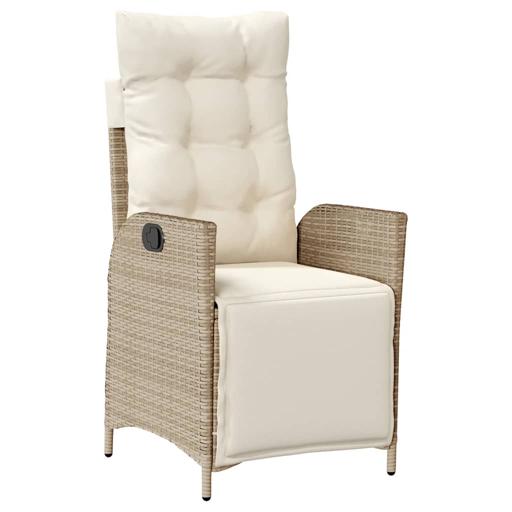 spisebordssæt til haven 5 dele med hynder polyrattan beige