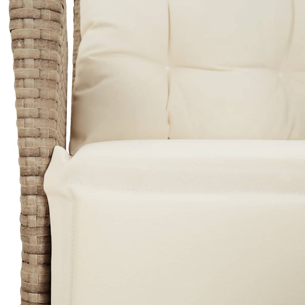 spisebordssæt til haven 5 dele med hynder polyrattan beige