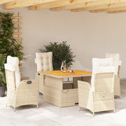 spisebordssæt til haven 5 dele med hynder polyrattan beige