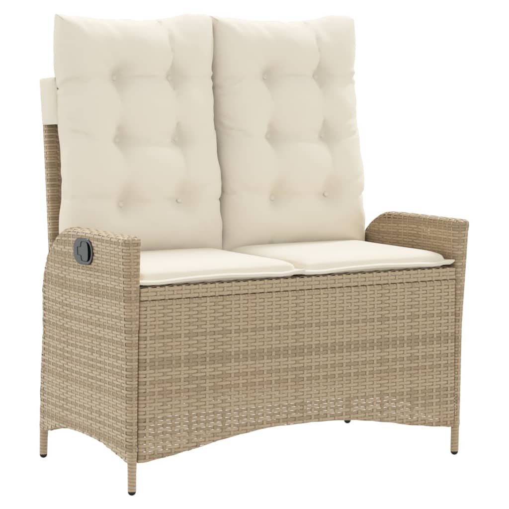 spisebordssæt til haven 2 dele med hynder polyrattan beige