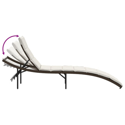 liggestole 2 stk. med hynder polyrattan brun