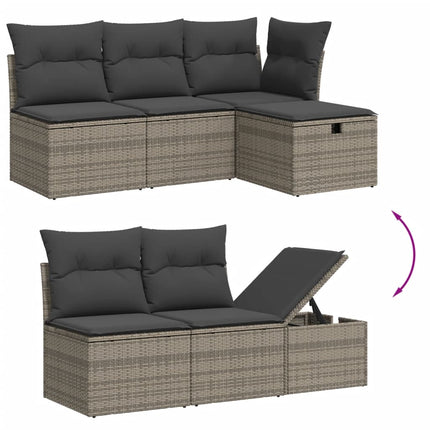 sofasæt 5 dele med hynder polyrattan grå