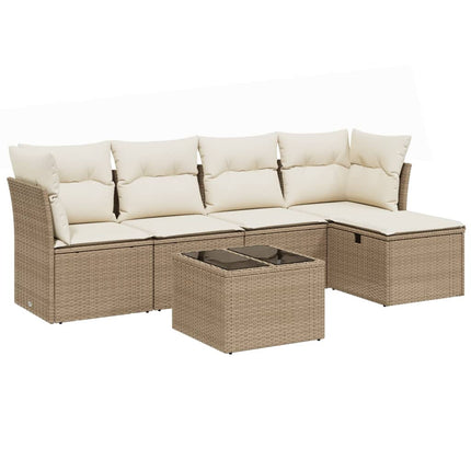 sofasæt til haven 6 dele med hynder polyrattan beige