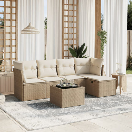 sofasæt til haven 6 dele med hynder polyrattan beige
