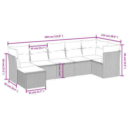 sofasæt til haven 7 dele med hynder polyrattan lysegrå
