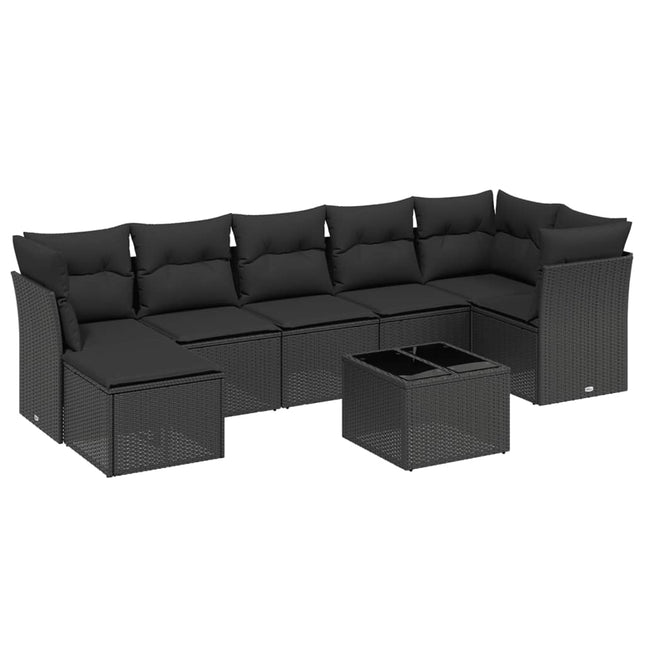 sofasæt til haven 8 dele med hynder polyrattan sort