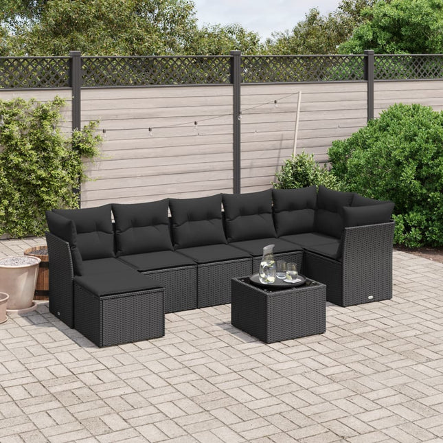 sofasæt til haven 8 dele med hynder polyrattan sort