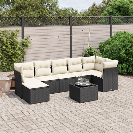 sofasæt til haven 8 dele med hynder polyrattan sort