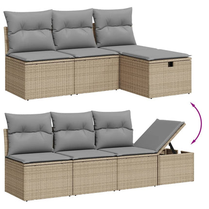 havesofasæt 8 dele med hynder polyrattan beige