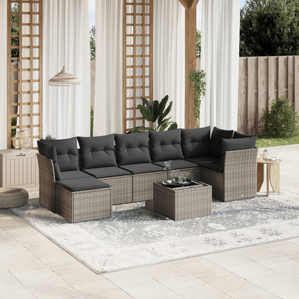 sofasæt til haven 8 dele med hynder polyrattan lysegrå