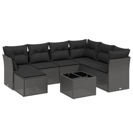 sofasæt til haven 8 dele med hynder polyrattan sort