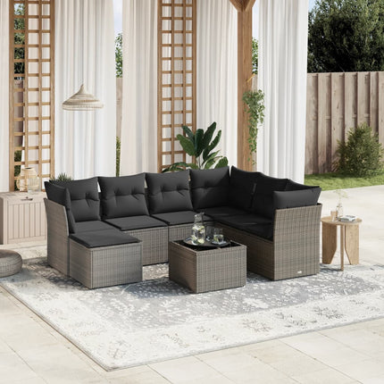 sofasæt til haven 8 dele med hynder polyrattan grå