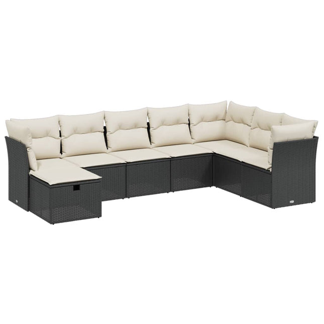 sofasæt til haven 8 dele med hynder polyrattan sort