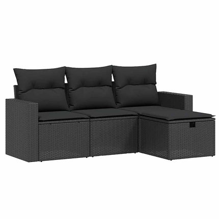 sofasæt til haven 4 dele med hynder polyrattan sort