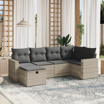 sofasæt til haven 6 dele med hynder polyrattan lysegrå