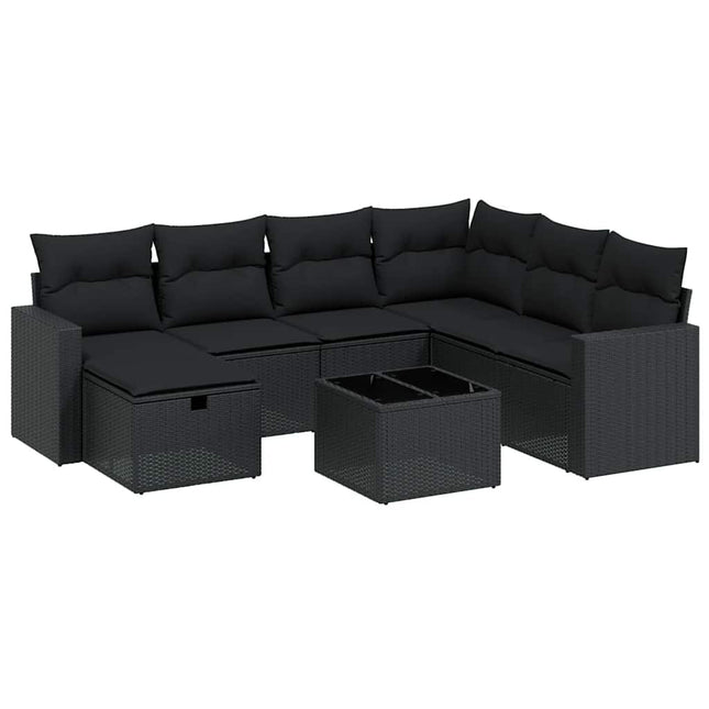 sofasæt til haven 8 dele med hynder polyrattan sort