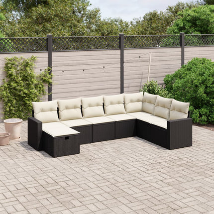 sofasæt til haven 8 dele med hynder polyrattan sort