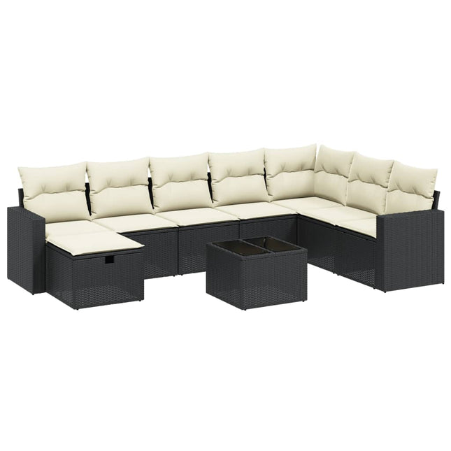 sofasæt til haven 9 dele med hynder polyrattan sort
