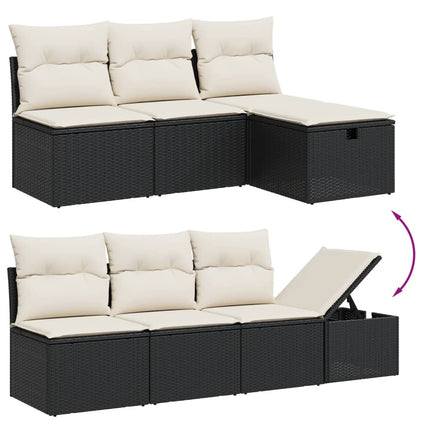 sofasæt til haven 9 dele med hynder polyrattan sort
