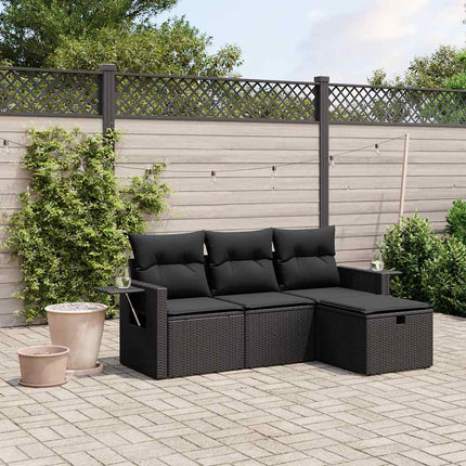 sofasæt til haven 4 dele med hynder polyrattan sort