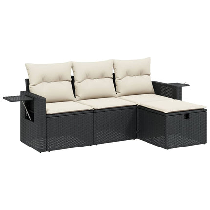 sofasæt til haven 4 dele med hynder polyrattan sort