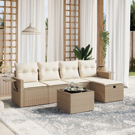 sofasæt til haven 6 dele med hynder polyrattan beige