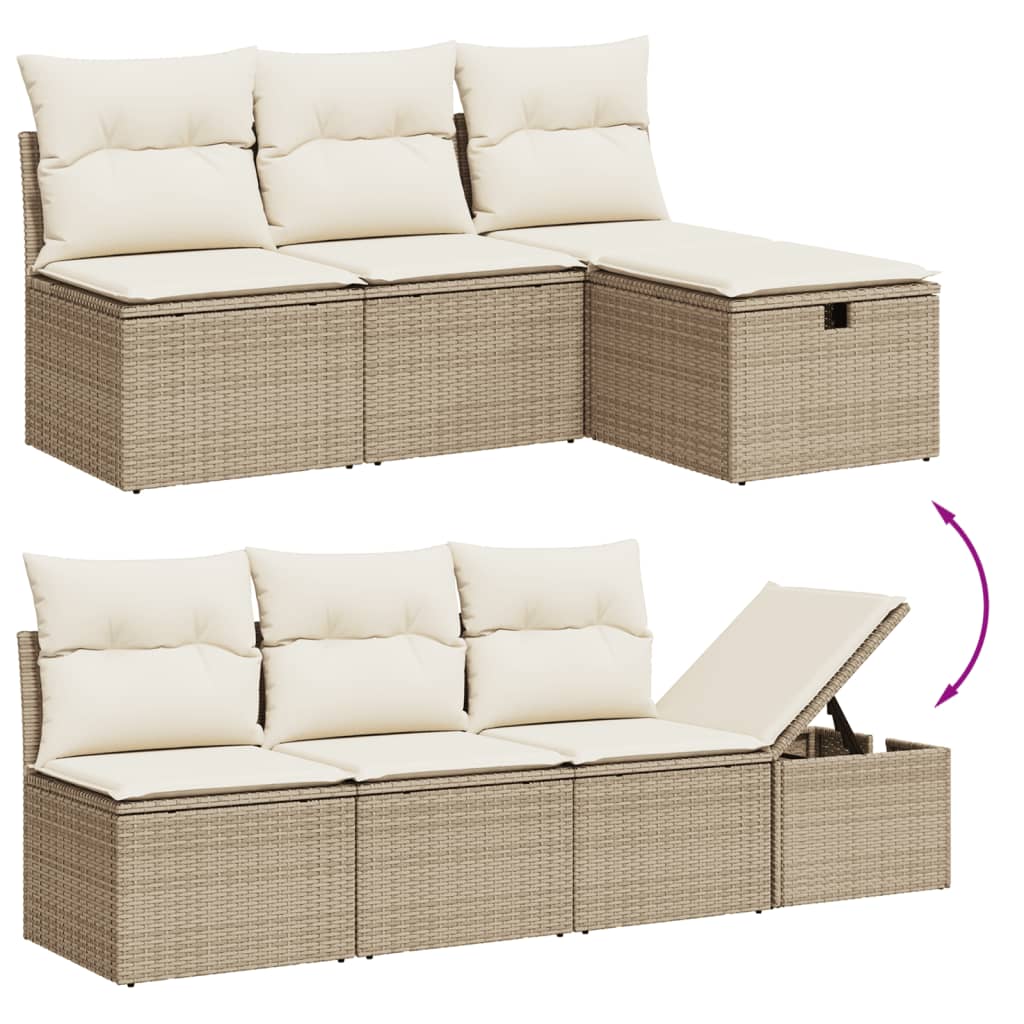 sofasæt til haven 7 dele med hynder polyrattan beige