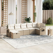sofasæt til haven 7 dele med hynder polyrattan beige