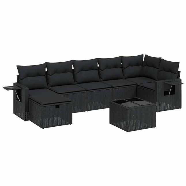 sofasæt til haven 8 dele med hynder polyrattan sort
