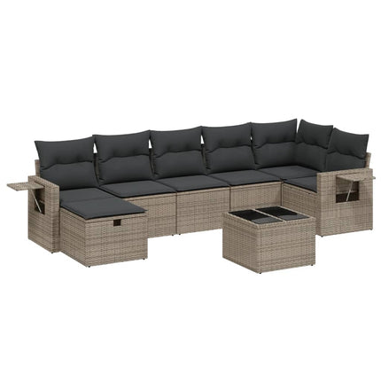 sofasæt til haven 8 dele med hynder polyrattan grå