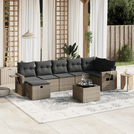 sofasæt til haven 8 dele med hynder polyrattan grå