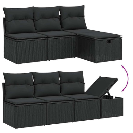 sofasæt til haven 7 dele med hynder polyrattan sort