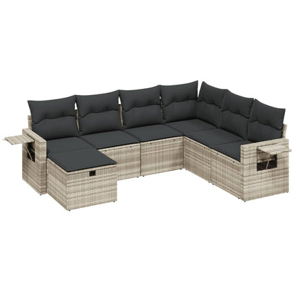 sofasæt til haven 7 dele med hynder polyrattan lysegrå