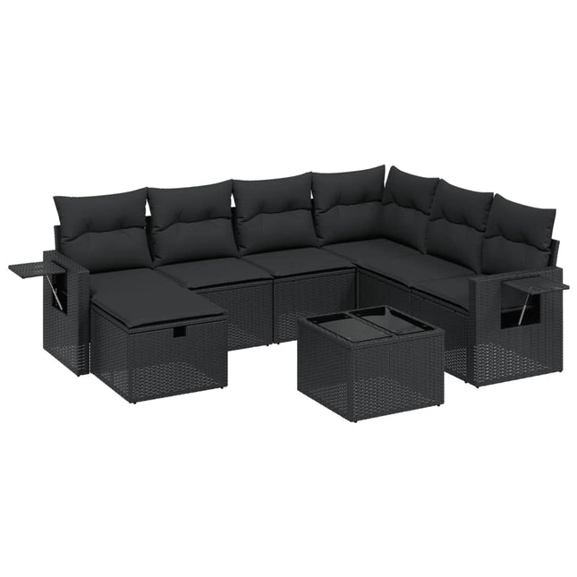 sofasæt til haven 8 dele med hynder polyrattan sort