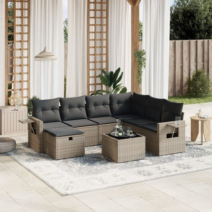 sofasæt til haven 8 dele med hynder polyrattan grå
