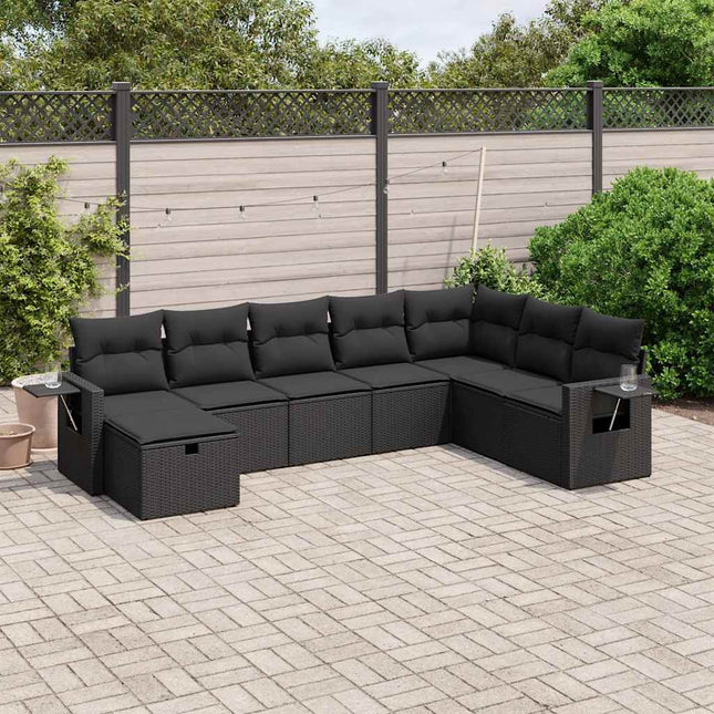 sofasæt til haven 8 dele med hynder polyrattan sort