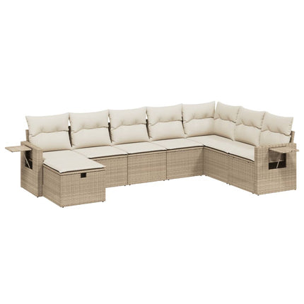 sofasæt til haven 8 dele med hynder polyrattan beige