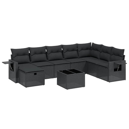 sofasæt til haven 9 dele med hynder polyrattan sort