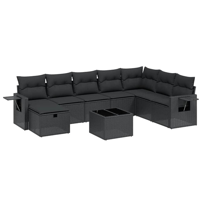 sofasæt til haven 9 dele med hynder polyrattan sort