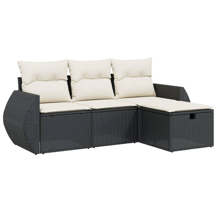 sofasæt til haven 4 dele med hynder polyrattan sort