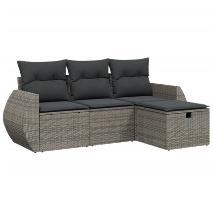 sofasæt til haven 4 dele med hynder polyrattan grå