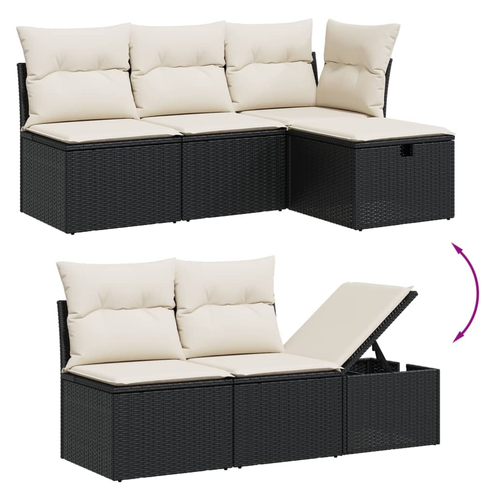 sofasæt til haven 5 dele med hynder polyrattan sort