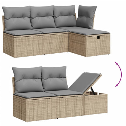 havesofasæt 5 dele med hynder polyrattan beige