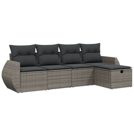 sofasæt 5 dele med hynder polyrattan grå