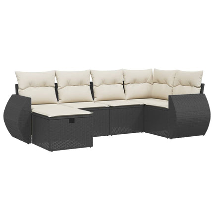 sofasæt til haven 6 dele med hynder polyrattan sort