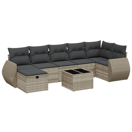 sofasæt til haven 8 dele med hynder polyrattan lysegrå