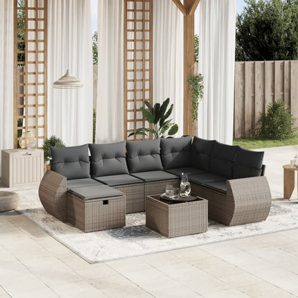 sofasæt til haven 8 dele med hynder polyrattan grå