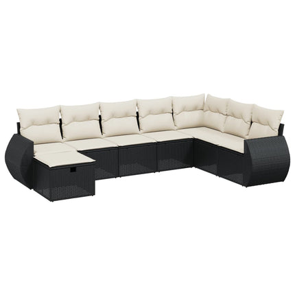 sofasæt til haven 8 dele med hynder polyrattan sort